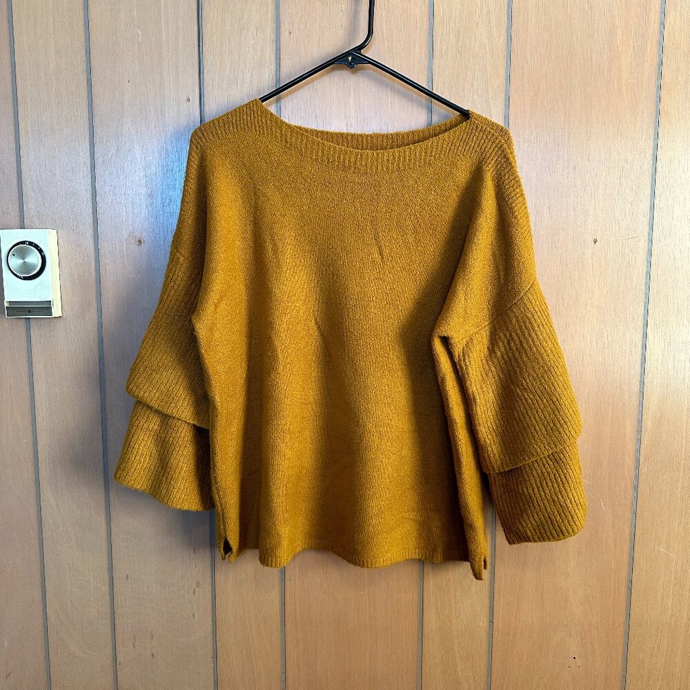 Madewell Wool Blend 3/4 Sleeve Boat Neck Sweater in Yellow Women's Size Medium